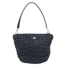 Dolce & Gabbana Shoulder Bag Raffia Navy Gold Tone Auth BA16600A-2