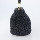 Dolce & Gabbana Shoulder Bag Raffia Navy Gold Tone Auth BA16600A-4