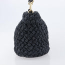 Dolce & Gabbana Shoulder Bag Raffia Navy Gold Tone Auth BA16600A-5
