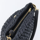Dolce & Gabbana Shoulder Bag Raffia Navy Gold Tone Auth BA16600A-6