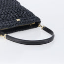 Dolce & Gabbana Shoulder Bag Raffia Navy Gold Tone Auth BA16600A-7