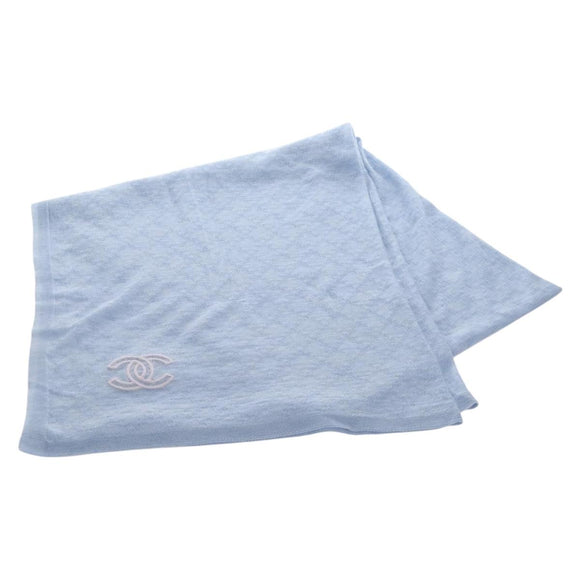 CHANEL Scarf Cashmere Light Blue Pink CC Auth BA16604V
