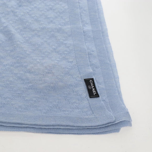 CHANEL Scarf Cashmere Light Blue Pink CC Auth BA16604V