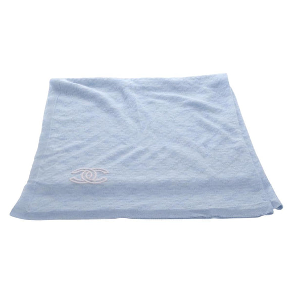 CHANEL Scarf Cashmere Light Blue Pink CC Auth BA16604V