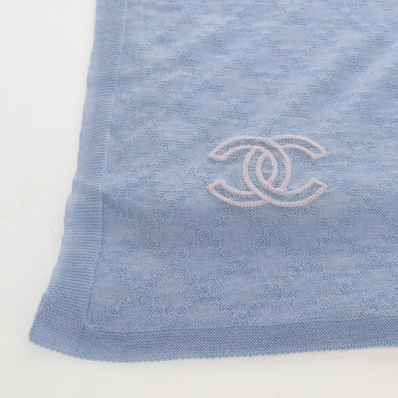 CHANEL Scarf Cashmere Light Blue Pink CC Auth BA16604V
