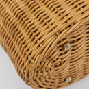 Salvatore Ferragamo Gancini Hand Bag Straw Beige Gold Tone Auth BA16605-15