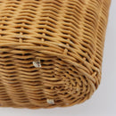 Salvatore Ferragamo Gancini Hand Bag Straw Beige Gold Tone Auth BA16605-16