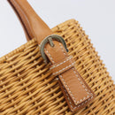 Salvatore Ferragamo Gancini Hand Bag Straw Beige Gold Tone Auth BA16605-18