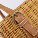Salvatore Ferragamo Gancini Hand Bag Straw Beige Gold Tone Auth BA16605-19