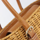 Salvatore Ferragamo Gancini Hand Bag Straw Beige Gold Tone Auth BA16605-20