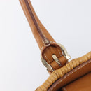 Salvatore Ferragamo Gancini Hand Bag Straw Beige Gold Tone Auth BA16605-10