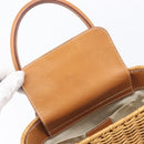 Salvatore Ferragamo Gancini Hand Bag Straw Beige Gold Tone Auth BA16605-21