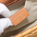 Salvatore Ferragamo Gancini Hand Bag Straw Beige Gold Tone Auth BA16605-12