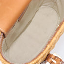 Salvatore Ferragamo Gancini Hand Bag Straw Beige Gold Tone Auth BA16605-11