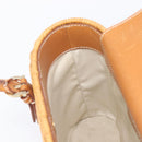 Salvatore Ferragamo Gancini Hand Bag Straw Beige Gold Tone Auth BA16605-23