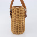 Salvatore Ferragamo Gancini Hand Bag Straw Beige Gold Tone Auth BA16605-3