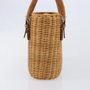 Salvatore Ferragamo Gancini Hand Bag Straw Beige Gold Tone Auth BA16605-4