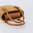 Salvatore Ferragamo Gancini Hand Bag Straw Beige Gold Tone Auth BA16605-7