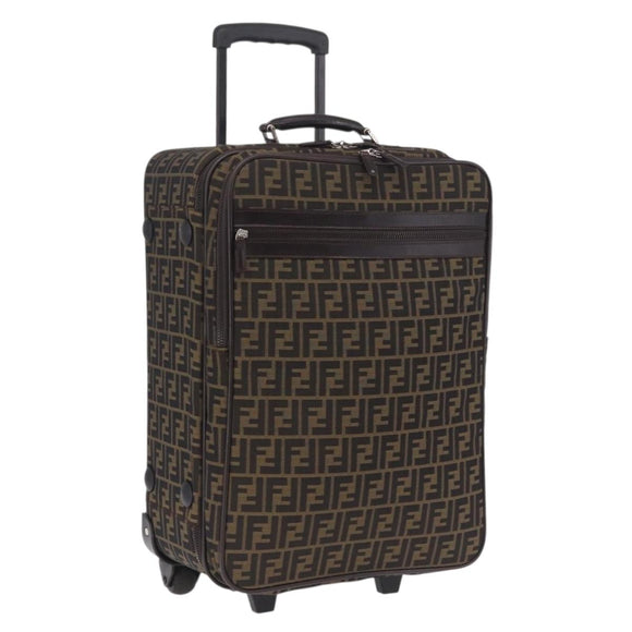 FENDI Zucca Canvas Suitcase Black Silver Auth BA16609V