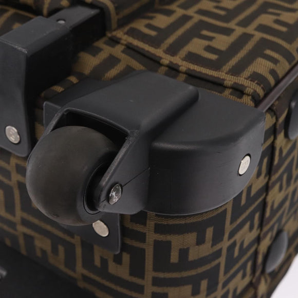 FENDI Zucca Canvas Suitcase Black Silver Auth BA16609V