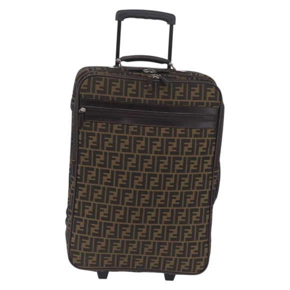 FENDI Zucca Canvas Suitcase Black Silver Auth BA16609V