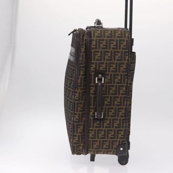 FENDI Zucca Canvas Suitcase Black Silver Auth BA16609V