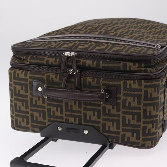 FENDI Zucca Canvas Suitcase Black Silver Auth BA16609V