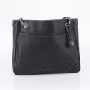 CHANEL Matelasse Chain Shoulder Bag Leather Black Gold Tone CC Auth BA16610-2