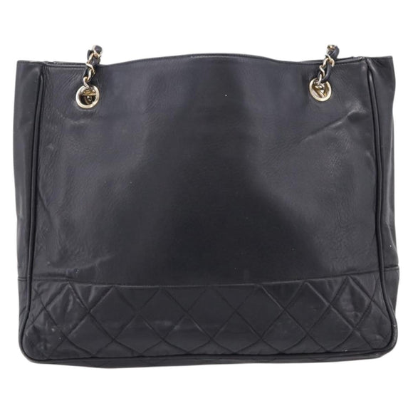 CHANEL Matelasse Chain Shoulder Bag Leather Black Gold Tone CC Auth BA16610