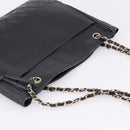 CHANEL Matelasse Chain Shoulder Bag Leather Black Gold Tone CC Auth BA16610-6