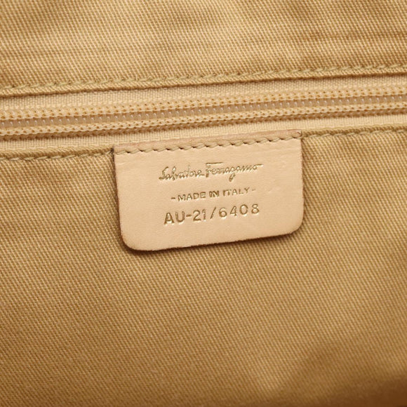 Salvatore Ferragamo Tote Bag Nylon Orange Gold Tone Auth BA16617