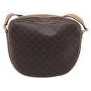 CELINE Macadam Shoulder Bag PVC Brown Gold Tone Auth BA16621-2
