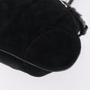 Salvatore Ferragamo Gancini Tote Bag Suede Black Silver Auth BA16622V-11