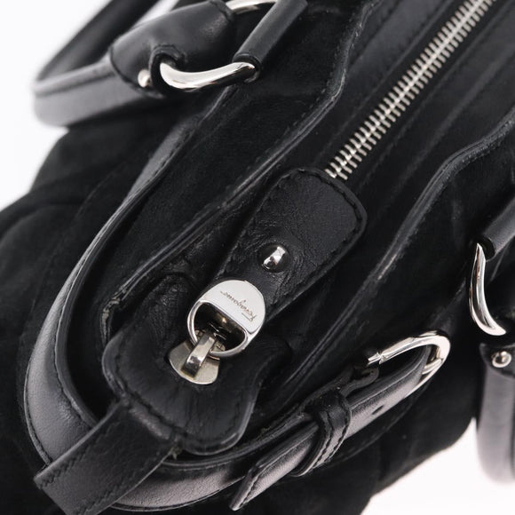 Salvatore Ferragamo Gancini Tote Bag Suede Black Silver Auth BA16622V