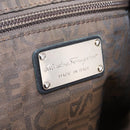 Salvatore Ferragamo Gancini Tote Bag Suede Black Silver Auth BA16622V-18