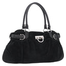 Salvatore Ferragamo Gancini Tote Bag Suede Black Silver Auth BA16622V-1