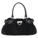 Salvatore Ferragamo Gancini Tote Bag Suede Black Silver Auth BA16622V-2