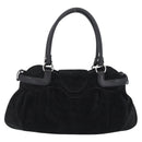 Salvatore Ferragamo Gancini Tote Bag Suede Black Silver Auth BA16622V-3