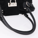 Salvatore Ferragamo Gancini Tote Bag Suede Black Silver Auth BA16622V-7