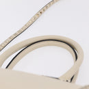 Valentino Rock Studs Tote Bag Leather 2way White Gold Tone Auth BA16624A-10