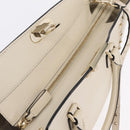 Valentino Rock Studs Tote Bag Leather 2way White Gold Tone Auth BA16624A-20