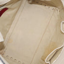 Valentino Rock Studs Tote Bag Leather 2way White Gold Tone Auth BA16624A-23