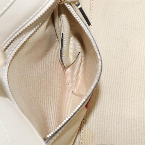 Valentino Rock Studs Tote Bag Leather 2way White Gold Tone Auth BA16624A