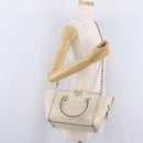 Valentino Rock Studs Tote Bag Leather 2way White Gold Tone Auth BA16624A-30
