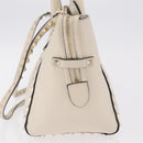 Valentino Rock Studs Tote Bag Leather 2way White Gold Tone Auth BA16624A-5