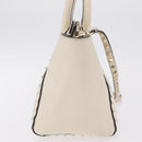 Valentino Rock Studs Tote Bag Leather 2way White Gold Tone Auth BA16624A-7
