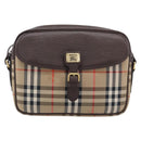 Burberrys Nova Check Shoulder Bag Canvas Beige Gold Tone Auth BA16626-13