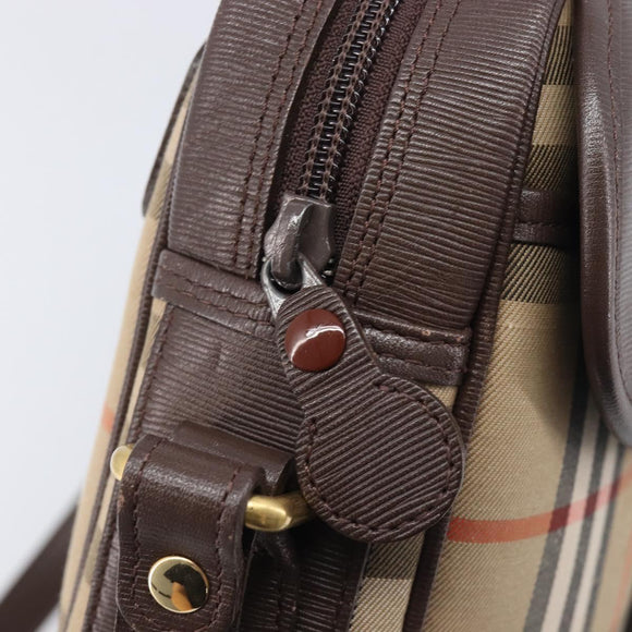 Burberrys Nova Check Shoulder Bag Canvas Beige Gold Tone Auth BA16626
