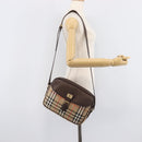 Burberrys Nova Check Shoulder Bag Canvas Beige Gold Tone Auth BA16626-26