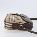 Burberrys Nova Check Shoulder Bag Canvas Beige Gold Tone Auth BA16626-3